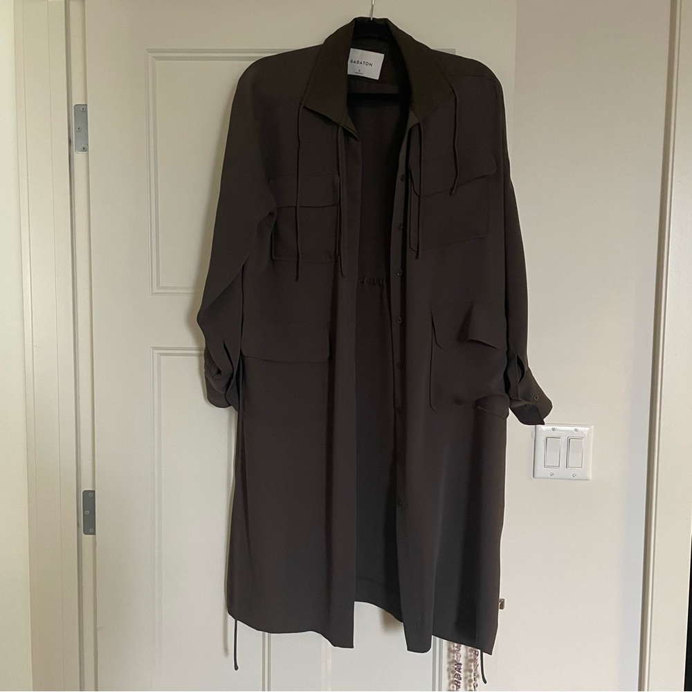 Babaton silk trench dress midi